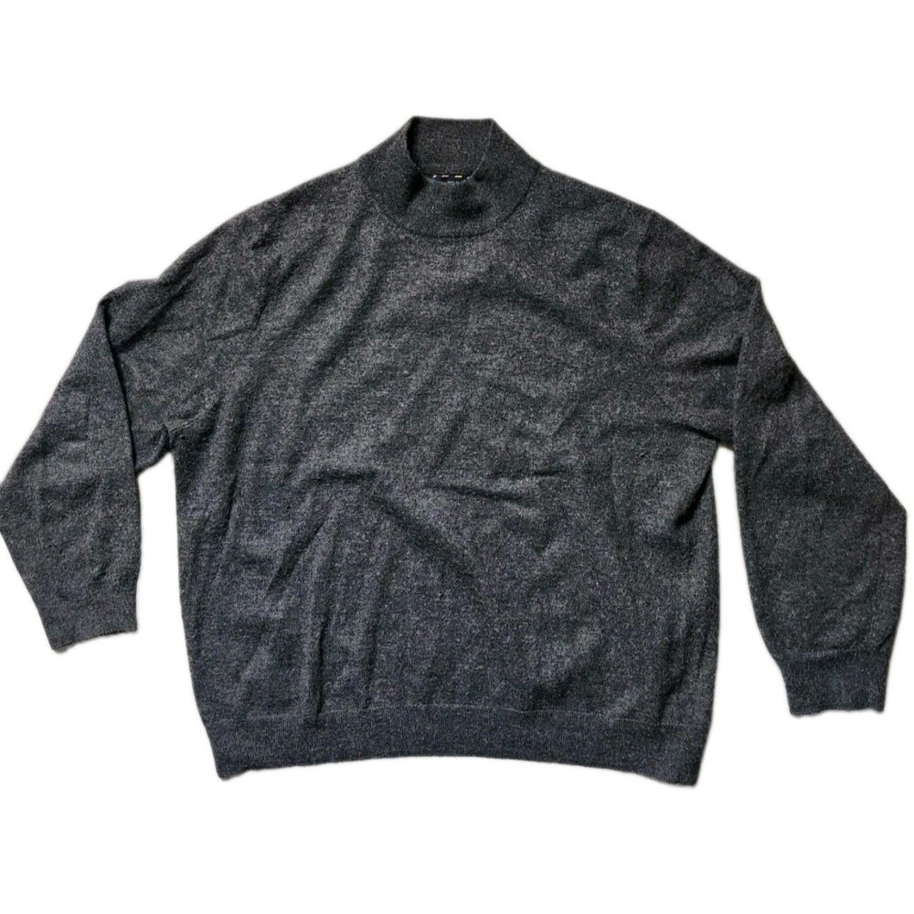 Club Room Merino Wool Blend Mock Neck Sweater Gray Long Sleeve Mens XXL GUC